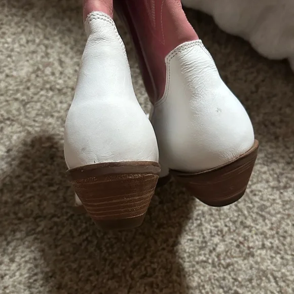 Dingo Two-Tone Pink and White Heeled Boots - Picture 5 of 5